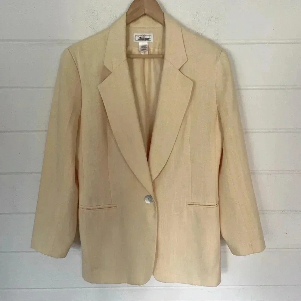 Worthington Women’s Pale Lemon Yellow Relaxed Fit Blazer Size 8